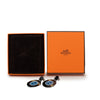 Secondhand Hermès Buffalo Horn Lacquered and Palladium Plated Fidelio Village Drop Bullet Back Earrings