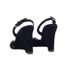 Secondhand Prada Vintage Black Velvet Wedge Slingback Sandals - '90s