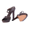 SECOND HAND Yves Saint Laurent Rive Gauche Brown Croc-Effect Platform Sandals