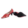 second hand Luciano Padovan Red Leather Pointed-Toe Kitten Heel Pumps