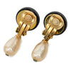 Chanel CC Gold Plated Resin and Faux Pearl Drop Clip On Earrings Secondhand