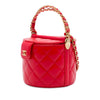 Secondhand Chanel CC Quilted Lambskin Top Handle Round Vanity Case with Chain
