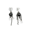 Secondhand Chanel Silver CC Chain Drop Push Back Earrings