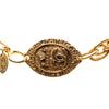 Secondhand Chanel CC Gold Plated Oval Medallion Pendant Double Chain Necklace