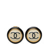 Chanel CC Gold Plated and Enamel Round Button Clip On Earrings Secondhand