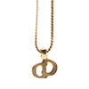 Dior Gold Plated Strass CD Logo Pendant Necklace Secondhand