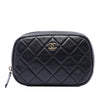 Chanel CC Quilted Lambskin Curvy Cosmetic Case Pouch Secondhand