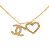 Chanel CC Gold Plated and Heart Pendant Necklace Secondhand