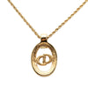 Secondhand Dior Gold Plated Strass CD Logo Oval Pendant Necklace