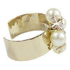 Chanel CC Gold Plated Faux Pearl Clover Cuff Bracelet Secondhand