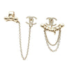 Chanel CC Gold Plated Rhinestone Assymetrical Ear Cuff Earrings Secondhand