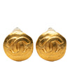 Chanel CC Gold Plated Round Clip On Earrings Secondhand