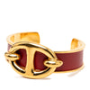 Hermès Gold Plated and Leather Chaine d Ancre Cuff Bracelet Secondhand