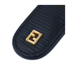 Secondhand Fendi Navy Leather FF Logo Key Holder with Gold-Tone Double Ring - '10s