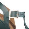 second hand Santoni Rose Collection Green Leather Platform Wedge Sandals 