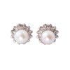 Vintage White Gold Pearl & Diamond Floral Earrings 