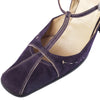 Second Hand Prada Purple Suede T-Strap Pumps