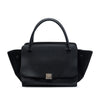 Celine Medium Drummed Calfskin and Suede Trapeze Double Zip Satchel Secondhand