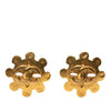 Chanel CC Gold Plated Flower Clip On Earrings Secondhand