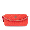 Chanel CC Quilted Lambskin Double Zip Clutch With Chain Secondhand