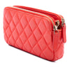 Chanel CC Quilted Lambskin Double Zip Clutch With Chain Secondhand