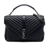 Saint Laurent Large Sheepskin Chevron Monogram Monochrome College Bag Secondhand