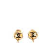 Chanel CC Gold Plated Round Clip On Earrings Secondhand