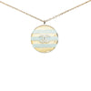Chanel CC Gold Plated Striped Resin Strass Round Pendant Necklace Secondhand