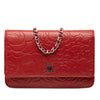 Secondhand Chanel CC Embossed Lambskin Camellia Wallet On Chain