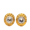 Chanel Gold Plated Crystal Round Clip On Earrings Secondhand