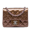 Chanel Mini Square Classic Metallic Striped Patent Single Flap Secondhand