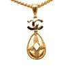 Secondhand Chanel CC Gold Plated Teardrop Pendant Necklace