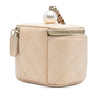 Secondhand Chanel Mini Quilted Iridescent Caviar Pearl On Top Vanity Case With Chain