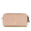Valentino Pebbled Calfskin Rockstud Double Zip Chain Pouch Secondhand