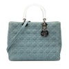 Secondhand Dior Large Denim Cannage Acrylic Handles Lady Dior