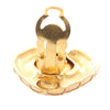 Chanel CC Gold Plated Quilted Diamond Strass Clip On Earrings Secondhand