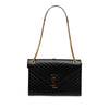 Saint Laurent Large Chevron Grain de Poudre Monogram Envelope Bag Secondhand