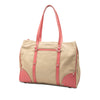 Secondhand Prada Studded Leather Trimmed Canvas Front Pocket Tote