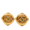 Chanel Gold Plated CC Round Clip On Earrings Secondhand