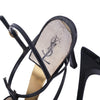 Yves Saint Laurent  Black Patent Leather YSL Logo Heeled Sandals