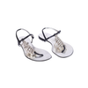second hand Casadei Black Jeweled Thong Sandals with Crystal Embellishments - '10s