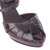 SECOND HAND Yves Saint Laurent Rive Gauche Brown Croc-Effect Platform Sandals