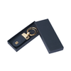 Secondhand Fendi Navy Leather FF Logo Key Holder with Gold-Tone Double Ring - '10s