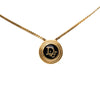 Dior Gold Plated Enamel Logo Round Pendant Necklace Secondhand