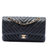 Chanel Medium Classic Chevron Crumpled Calfskin Double Flap Secondhand
