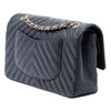 Chanel Medium Classic Chevron Crumpled Calfskin Double Flap Secondhand