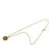 Dior Gold Plated Enamel Logo Round Pendant Necklace Secondhand