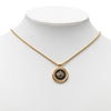 Dior Gold Plated Enamel Logo Round Pendant Necklace Secondhand