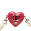 Chanel CC Gold Plated Resin Crystal Faux Pearl Chain Heart Bracelet Secondhand