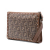 Fendi Studded Leather Trimmed Zucca Coated Canvas Clutch Secondhand